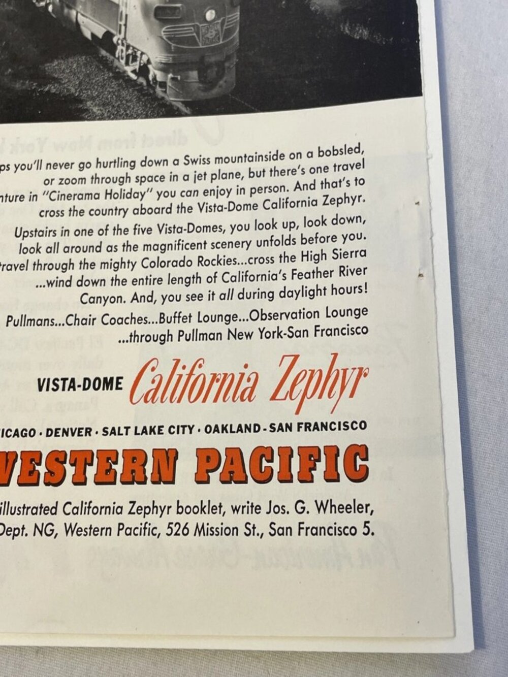 1955 Western Pacific Railroad Original Vintage Print Ad California Zephyr Train - Picture 5 of 10